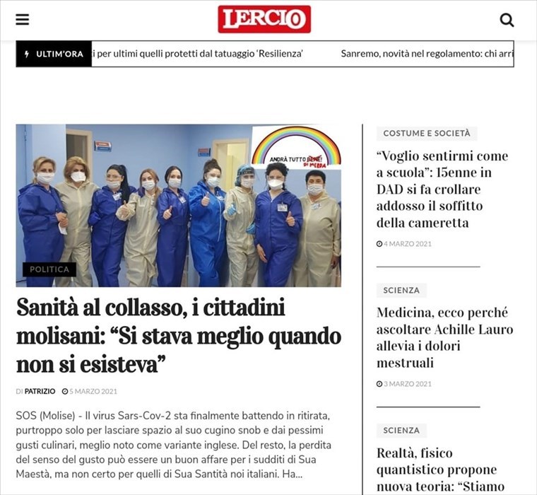 #Quisimuore-Sos Molise e Ines: emergenza sanitaria anche su Lercio.it
