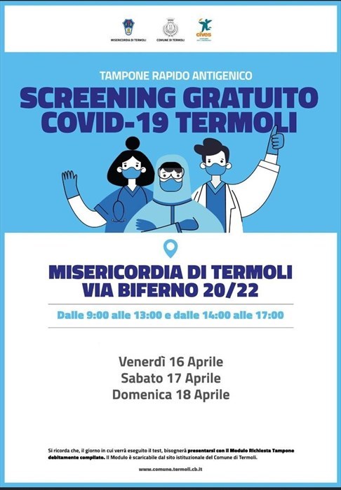 Screening anti-Covid a Termoli nella sede della Misericordia