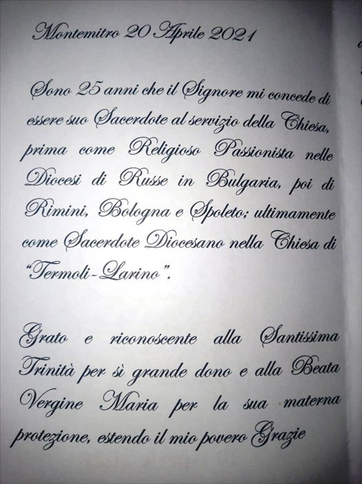25esimo anniversario dell’ordinazione presbiterale di padre Angelo Gabriele Giorgetta
