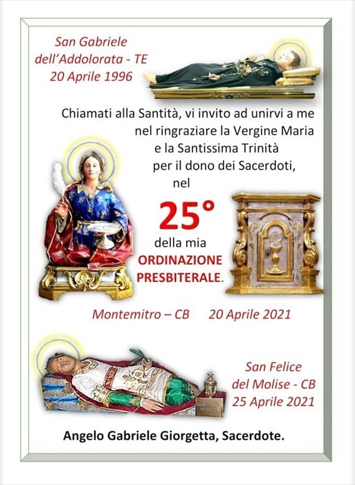 25esimo anniversario dell’ordinazione presbiterale di padre Angelo Gabriele Giorgetta
