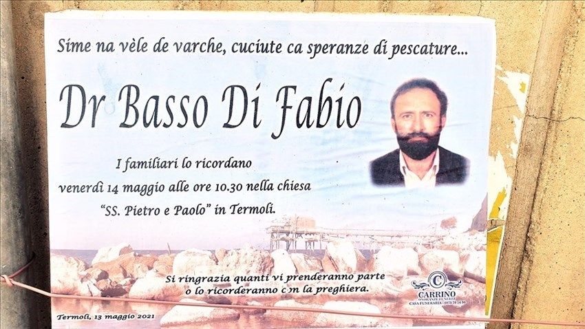 "Sime na vèle de varche, cuciute ca speranze di pescature": addio al dottor Basso Di Fabio