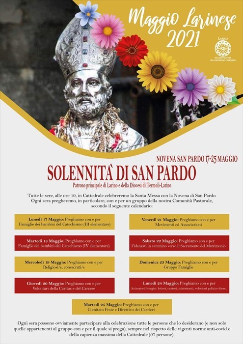 Solennità di San Pardo, patrono di Larino e diocesi: il programma della Novena