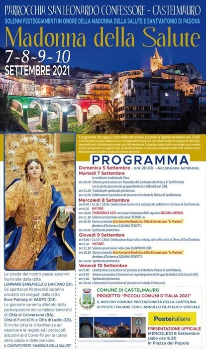 Madonna della Salute, il programma della festa a Castelmauro