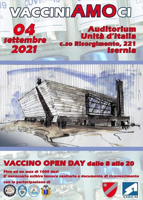 Open day vaccinale presso l’Auditorium Unità d’Italia di Isernia