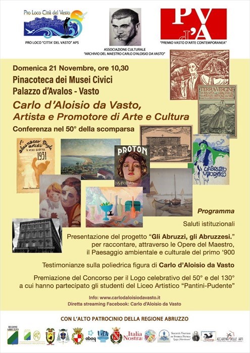 “Carlo d’Aloisio da Vasto”, Artista e Promotore di Arte e Cultura: incontro a Palazzo d'Avalos