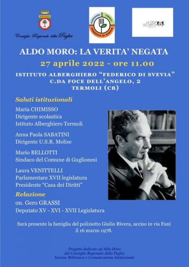 "Aldo Moro: la verità negata" e l’opuscolo "Moro Vive" all'istituto Alberghiero