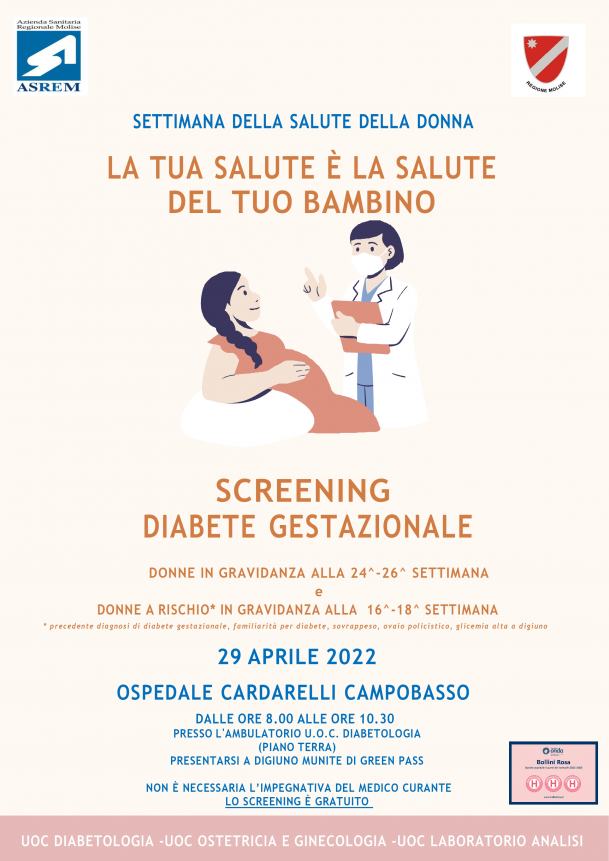 Diabete gestazionale, screening gratuito Asrem per donne in gravidanza