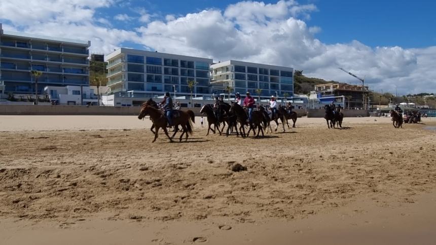 Una magnifica cavalcata di libertà sulla spiaggia