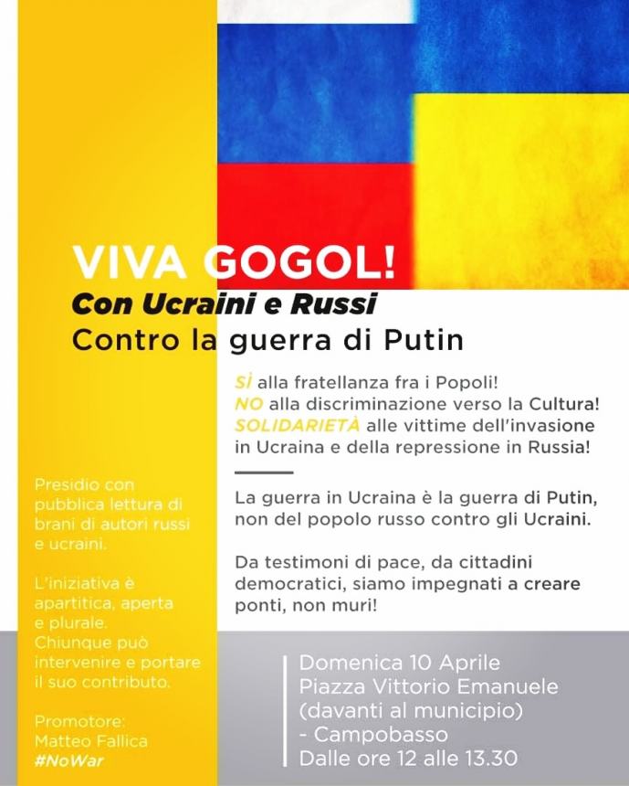 «Viva Gogol!», con Ucraini e Russi contro la guerra di Putin