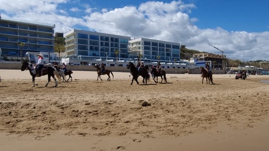 Una magnifica cavalcata di libertà sulla spiaggia