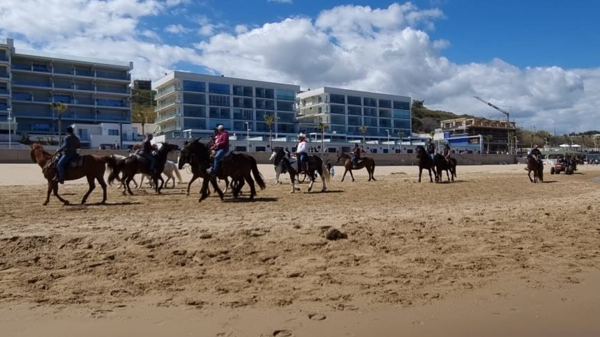 Una magnifica cavalcata di libertà sulla spiaggia