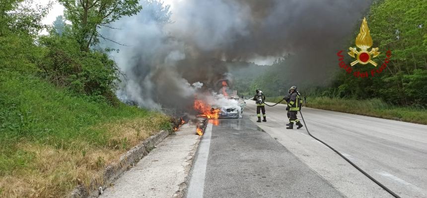 Incendio sulla Trignina