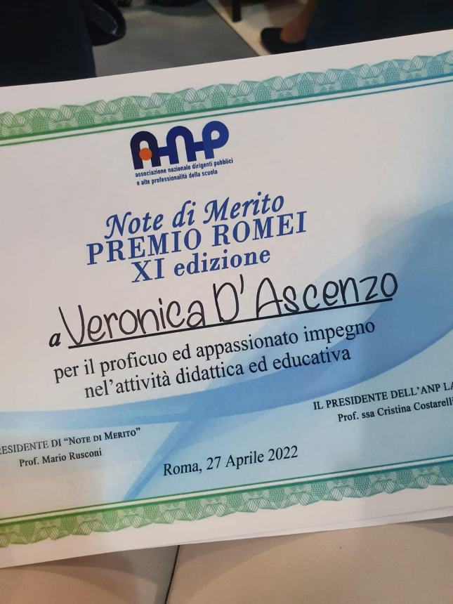 Sopravvisse al crollo della Jovine, premio nazionale dei presidi a Veronica D'Ascenzo