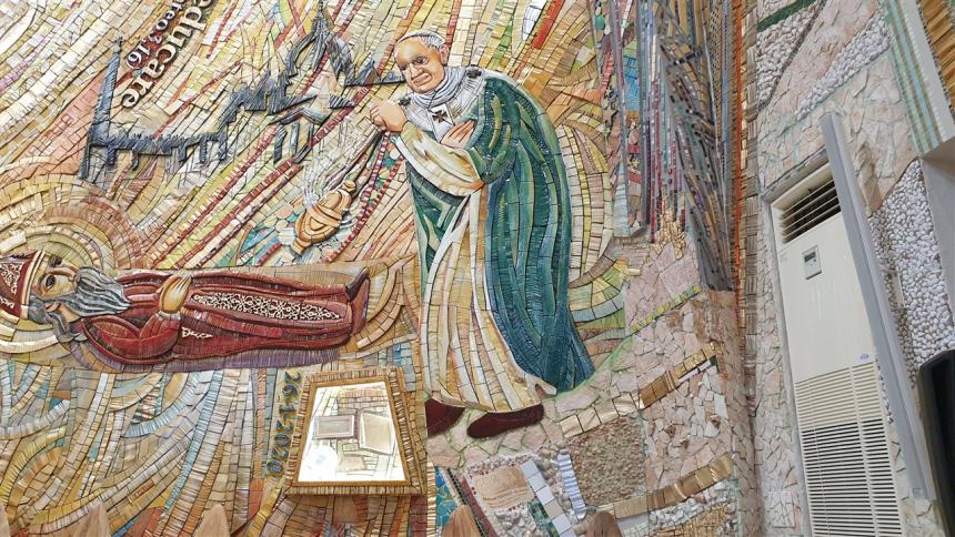 Alla scoperta del mosaico di San Timoteo e delle sculture di Cleofino Casolino