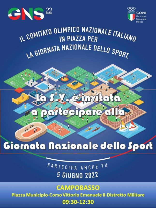 Giornata nazionale dello sport: Coni Molise la vive in quattro località