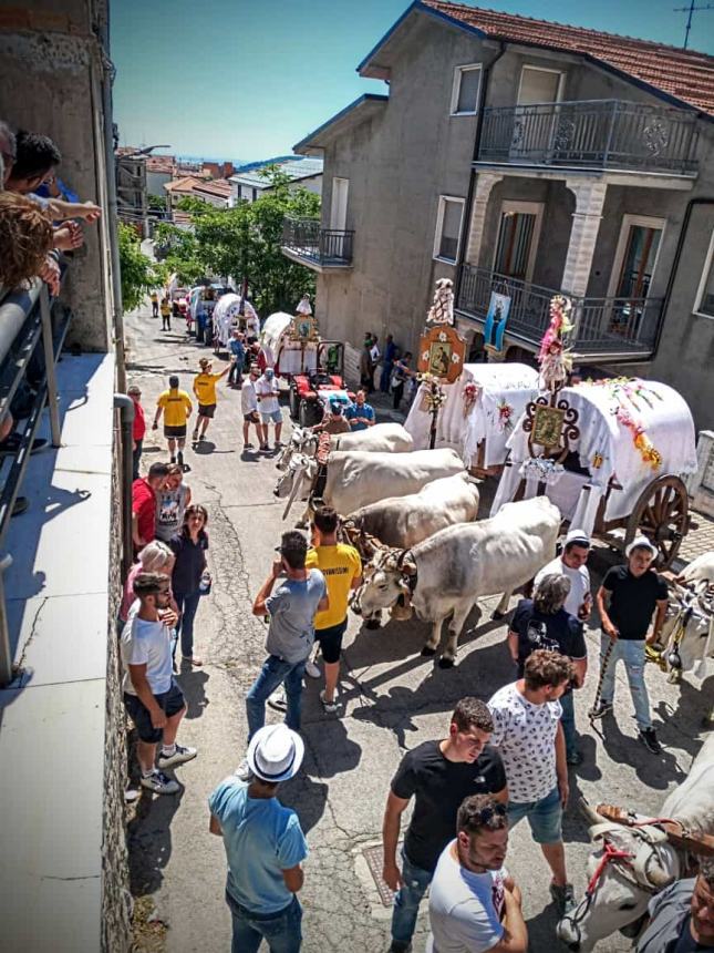 Tavenna ha vestito coi pizzi a tombolo più belli i suoi carri di Sant'Antonio