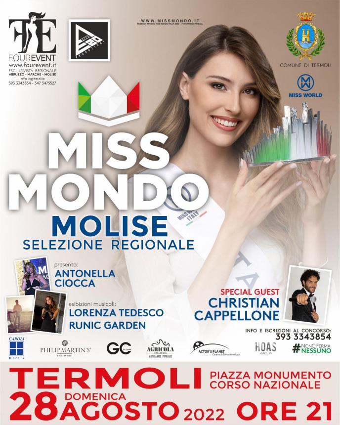 Miss Mondo Italia Molise, in piazza Monumento la tappa a Termoli