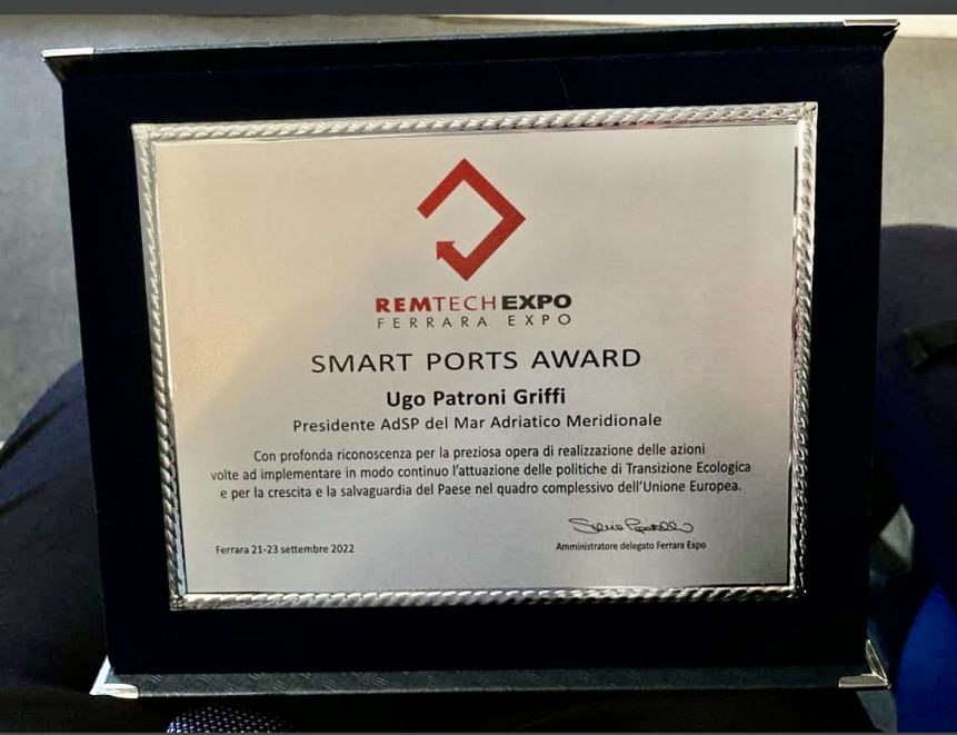 Porti dell’Adriatico Meridionale premiati con lo “Smart Ports Award”