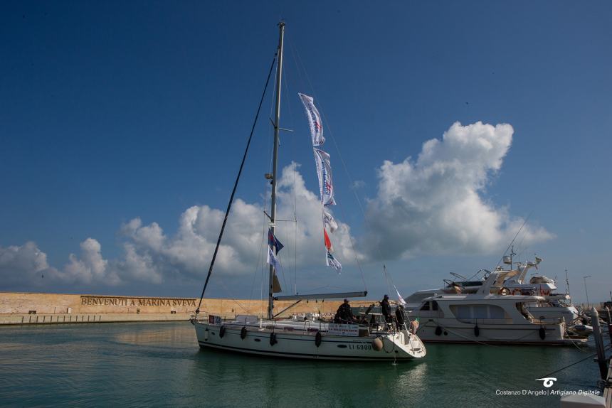 La gioia al ritorno dalla Barcolana di Sofia, Manuel, Francesco, Antonella e Nicola