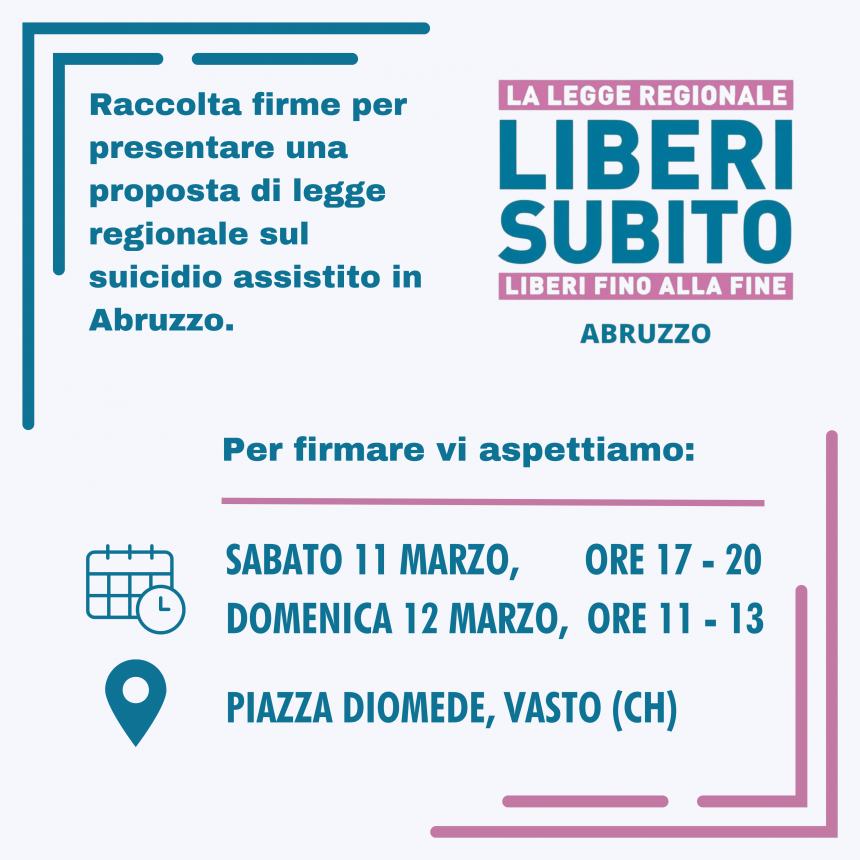 Liberi subito: nel week end la raccolta firme sul suicidio assistito