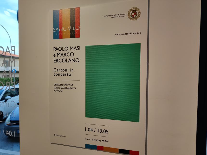 Paolo Masi e Marco Ercolano con i loro "cartoni" protagonisti alla galleria Sangalllo