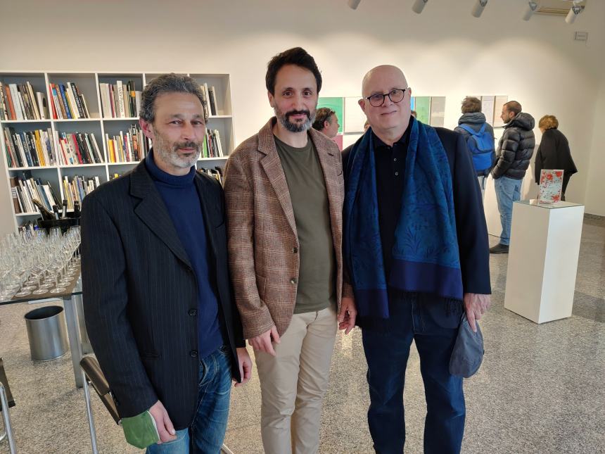 Paolo Masi e Marco Ercolano con i loro "cartoni" protagonisti alla galleria Sangalllo