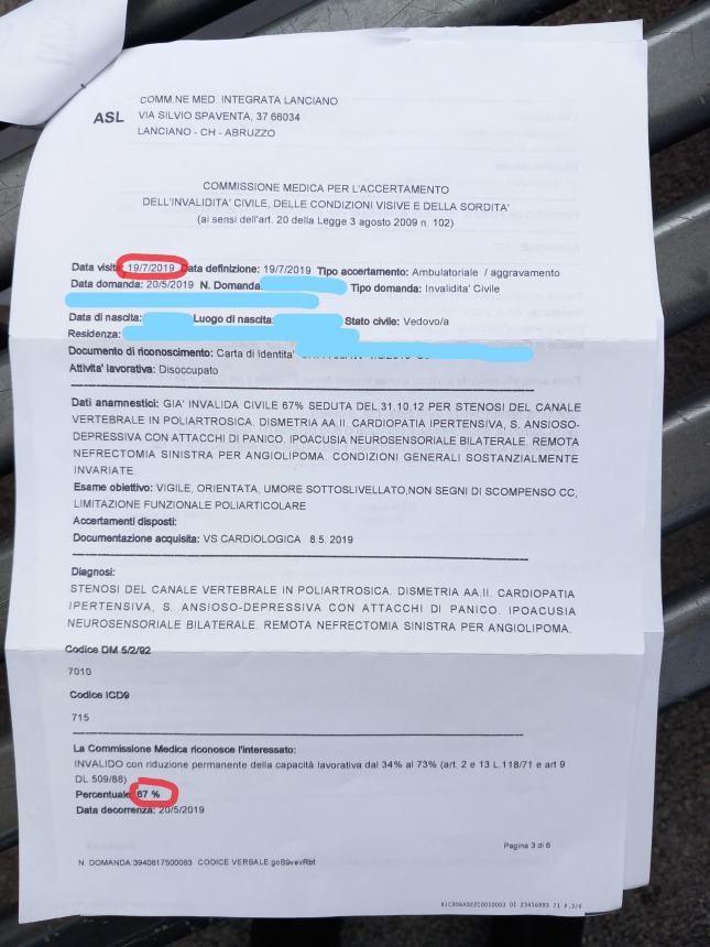 "Ho un solo rene ho chiesto l'aggravamento della invalidità, ma mi è stata abbassata"