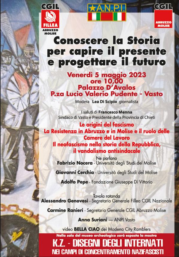 "Conoscere la storia per capire il presente e progettare il futuro", evento Fillea Cgil e Anpi Vasto