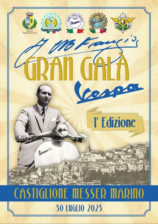 A Castiglione, sfilata di vespe storiche in memoria del pilota di Formula 1  Juan Fangio