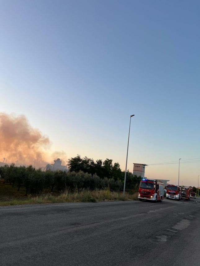 Rogo nella notte alla Tecnopack di San Salvo, in fiamme la pellettatrice nel cortile