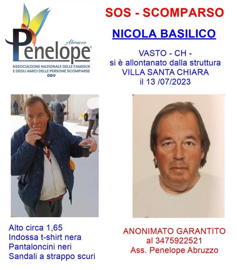 Penelope Abruzzo: "Aiutateci a trovare Nicola Basilico"