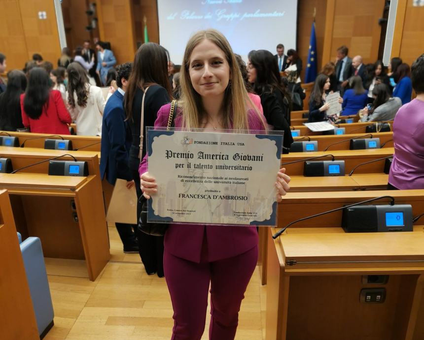 Studentessa esemplare, a Francesca D'Ambrosio il premio "America Giovani"