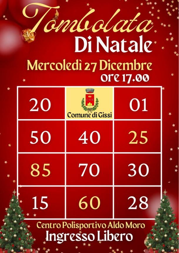 Dal 2 dicembre al via il ricco calendario degli eventi natalizi a Gissi 