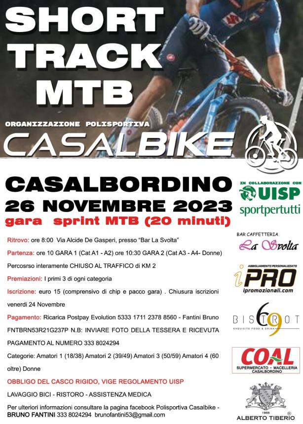A Casalbordino doppio appuntamento con ciclocross e mountain bike short track