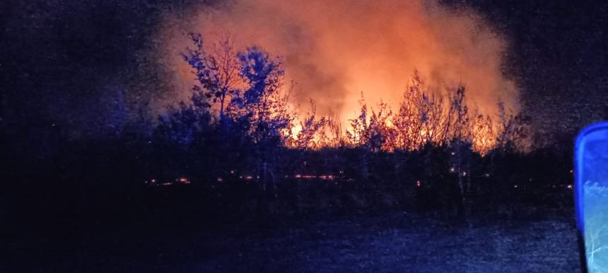 L'incendio tra Bifernina e statale 87