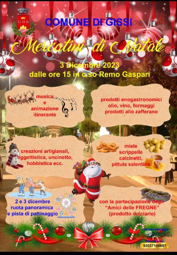 Dal 2 dicembre al via il ricco calendario degli eventi natalizi a Gissi 