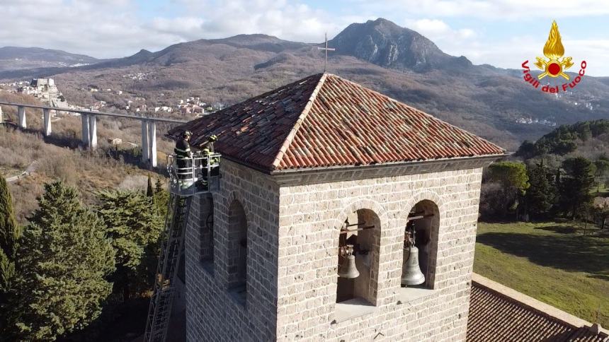 In sicurezza il tetto del campanile dell'Abbazia di Castel San Vincenzo