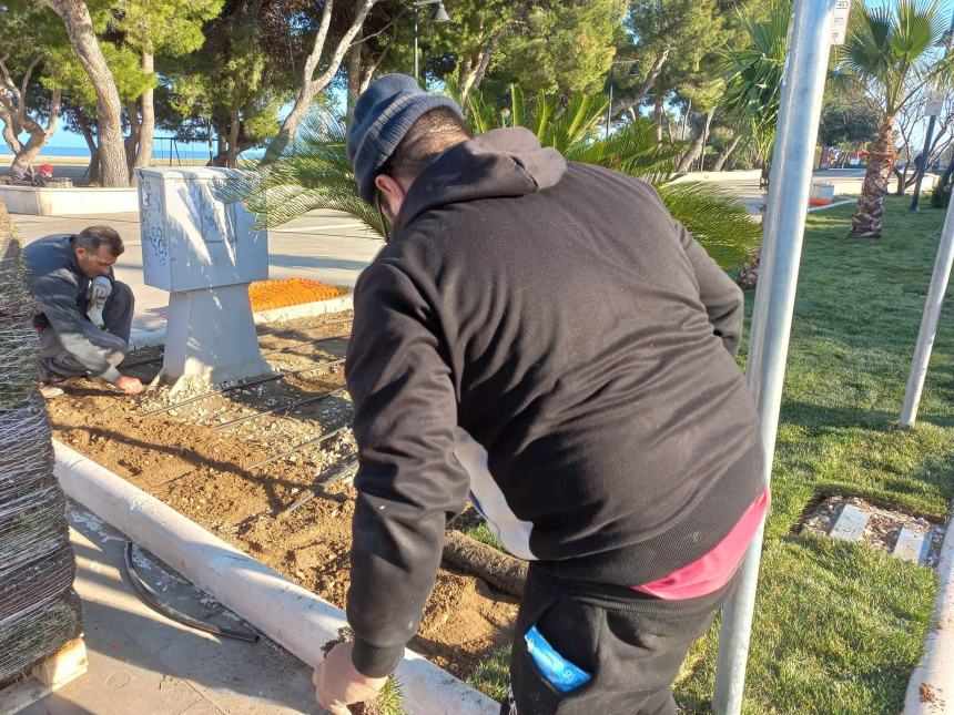 Vasto Marina cambia look: manto verde per le aiuole del lungomare