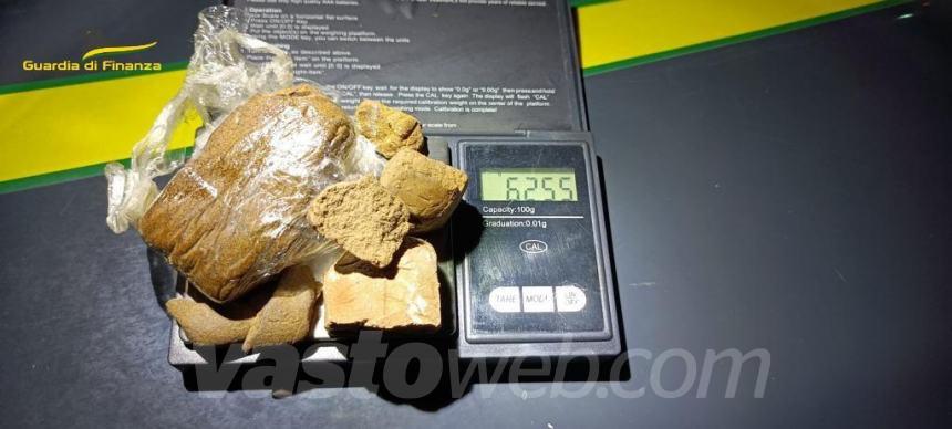 Controlli antidroga, sequestrati 80 grammi di hashish