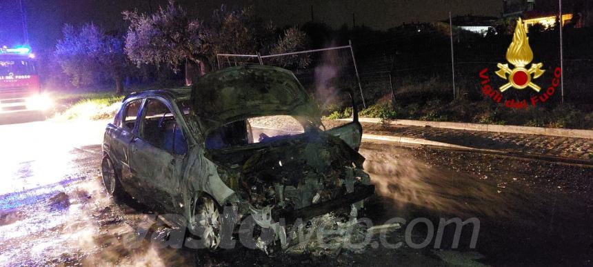 A San Salvo a fuoco una  Peugeot 207 