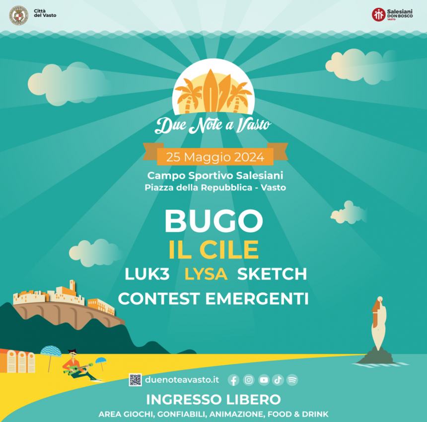 A Vasto torna il Festival musicale “Due Note”, tra le novità sul palco Bugo e Il Cile