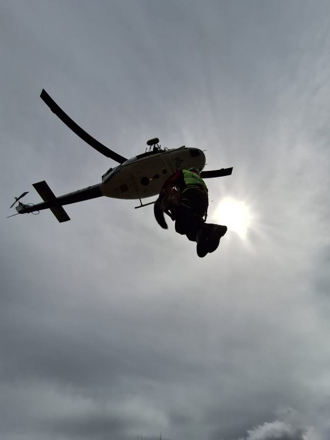 L'esercitazione con Polizia di Stato e Soccorso Alpino