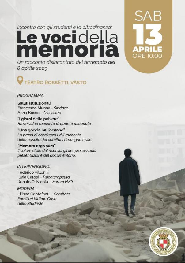 Al Teatro Rossetti "Le voci della Memoria" per ricordare le vittime del terremoto de L’Aquila