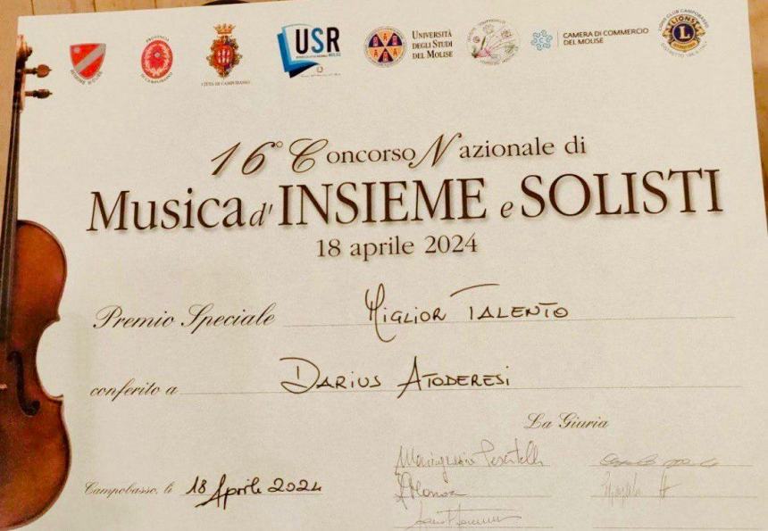 Concorso nazionale Musica d’Insieme e solisti: primo premio per i giovani della scuola Brigida