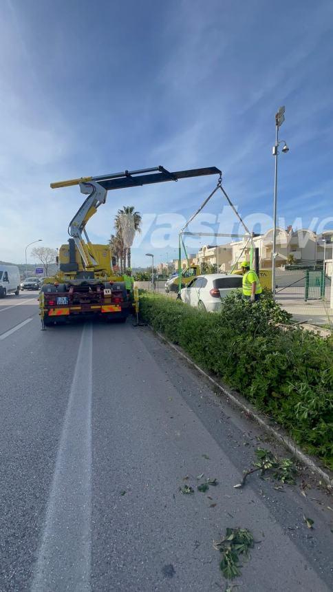 Perde il controllo dell'auto sulla Statale 16 e finisce sul marciapiede, 1 ferito