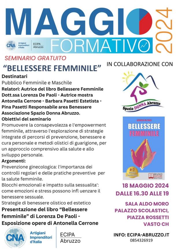 A Vasto la presentazione del libro  “Bellessere femminile” della ginecologa Lorenza De Paoli