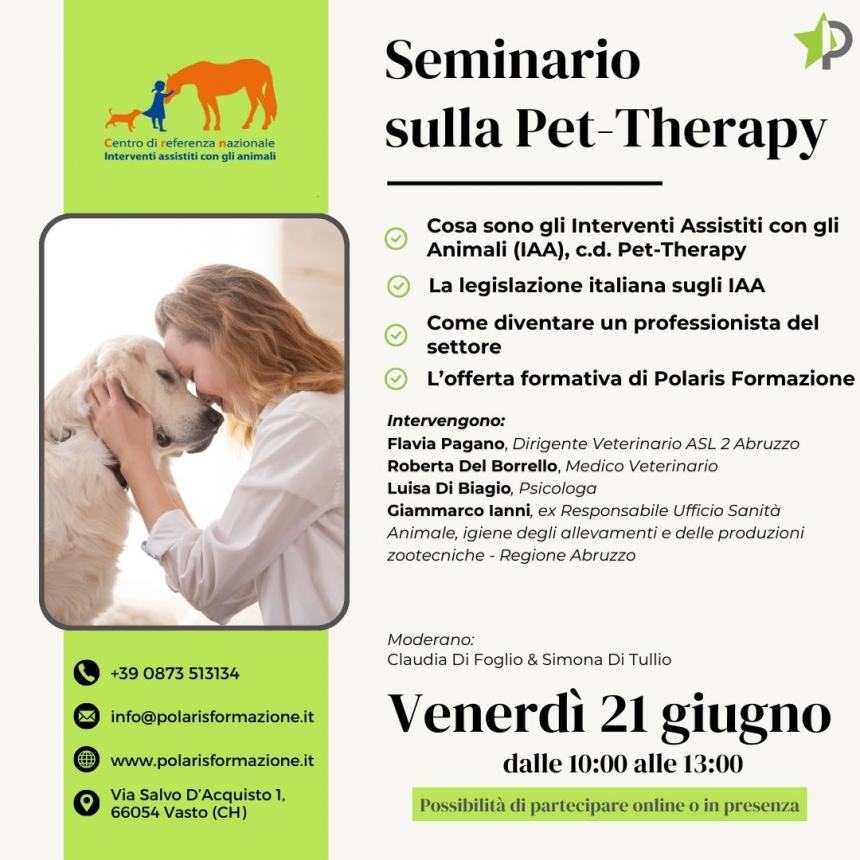 Pet-therapy, a Vasto seminario sugli interventi assistiti con gli animali 