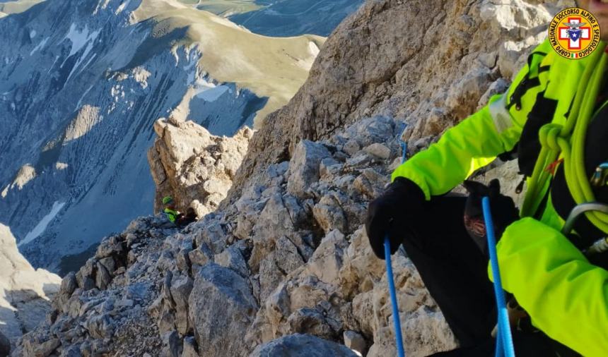 Escursionisti tedeschi salvati sul Corno Grande del Gran Sasso