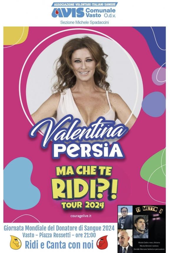 A Vasto lo spettacolo di Valentina Persia per la Giornata mondiale del donatore di sangue 