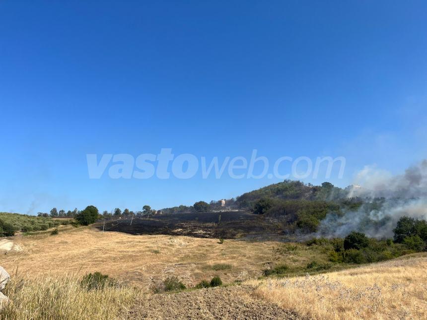 Terreni in fiamme a Scerni: intervengono i vigili del fuoco